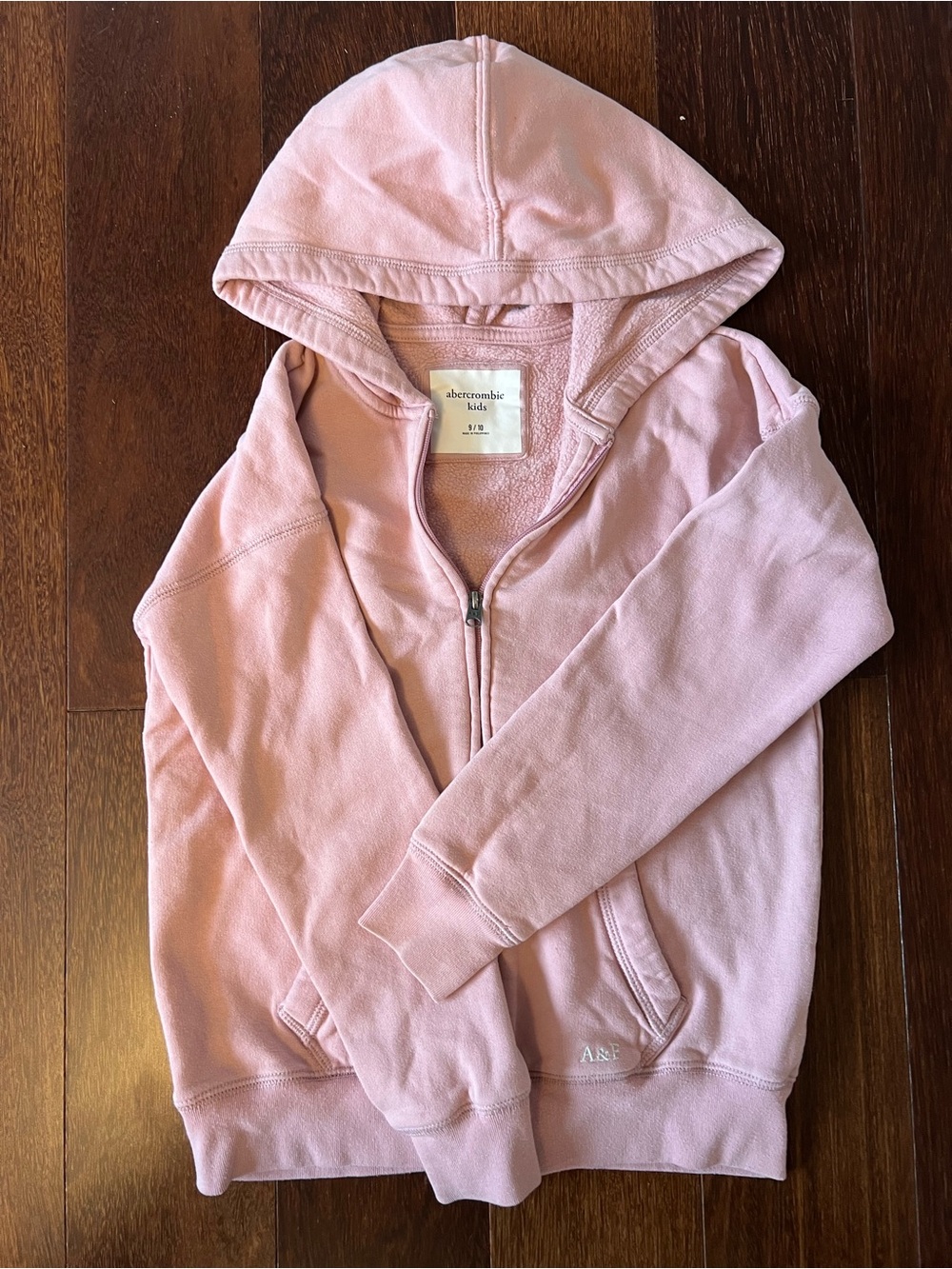 abercrombie kids light pink zip-up hoodie